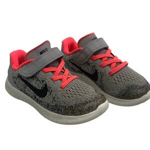 Nike Free RN Run Gray Pink Toddler Childrens Sz 10.5 Sneakers Shoes Slip Ons